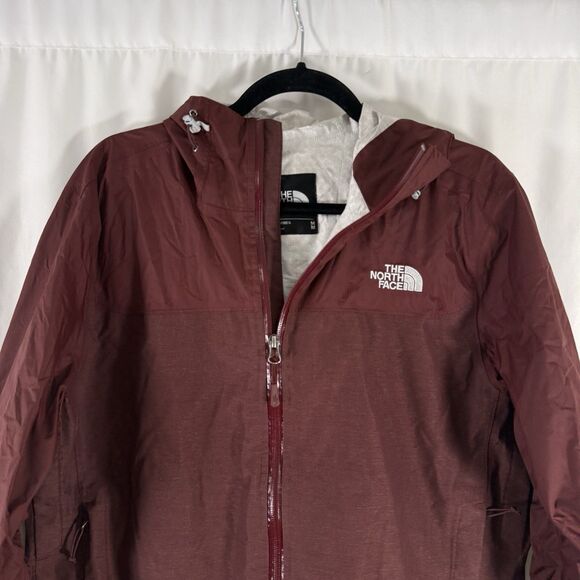North Face Dryvent Jacket Men's Medium Burgundy Red Full Zip Hooded Zip Pits - Picture 2 of 11